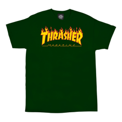 THRASHER T-SHIRT FLAME LOGO FOREST GREEN