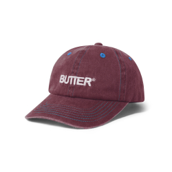 Butter Rounded Logo 6 Panel Cap, Sangria